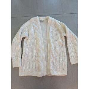 Hollister White Chunky Knit Cardigan Balletcore Clean Girl Angelcore Etheral(T)